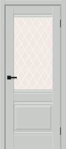 Межкомнатная дверь Bravo Прима-3 полотно Grey Silk, стекло White Сrystal 900x2000