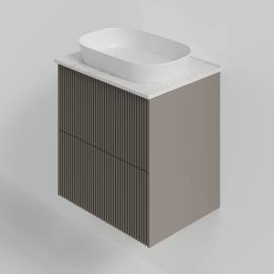 Тумба с раковиной La Fenice Terra Twin Cappuccino NFNC-01-TER-C-60-2-3-M-GG бежевая матовая, 60 см
