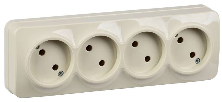 Розетка 4-местная IEK Glory ERH40-K33-10 кремовый