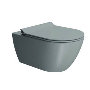 Унитаз подвесной GSI Pura 881515 безободковый, с крышкой-сиденьем микролифт, голубой матовый