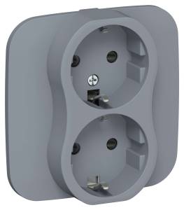 Розетка 2-местная с заземлением и шторками IEK Flite FI-R24A-16-K35 маренго