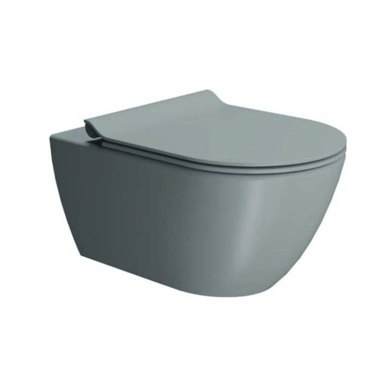 Унитаз подвесной GSI Pura 881515 безободковый, с крышкой-сиденьем микролифт, голубой матовый