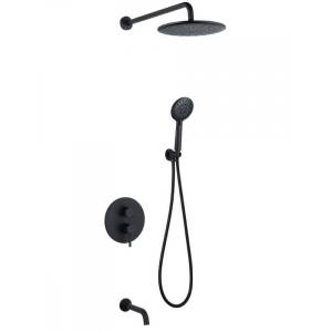 Душевая система Abber Wasser Kreis AF8117B черная матовая, встраиваемая, с изливом