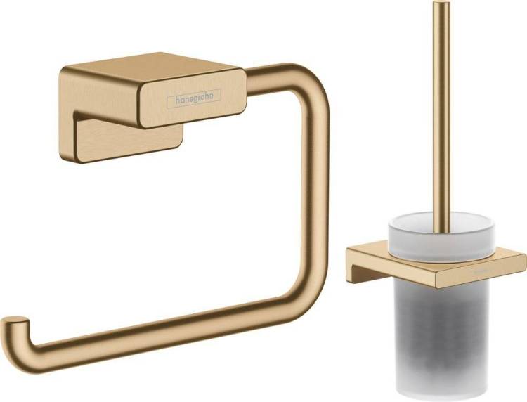Набор Hansgrohe AddStoris Держатель туалетной бумаги 41771140 + Ершик 41752140 шлифованная бронза