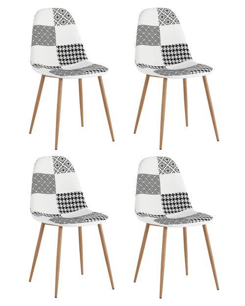 Набор из 4 стульев Stool Group Валенсия SN OS-001P patchwork bw X4 пэчворк черно-белый