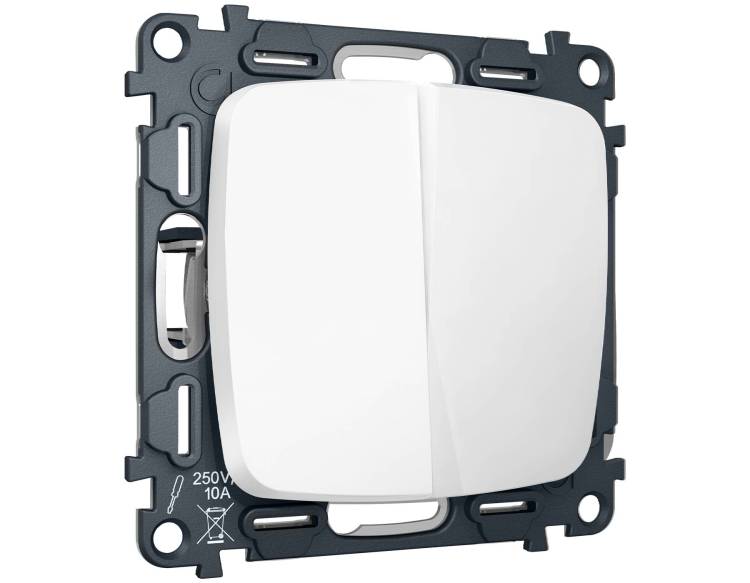 Комплект механизма 2-клавишного перекрестного выключателя Ambrella Volt MO MO123030 белый матовый