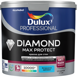 Краска для стен и потолков водно-дисперсионная Dulux Diamond Max Protect матовая база BC 2.25 л