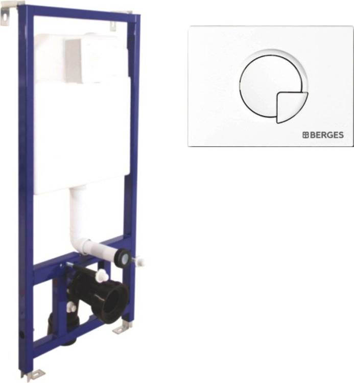 Система инсталляции для унитазов Berges Novum 040221 с кнопкой смыва, белая