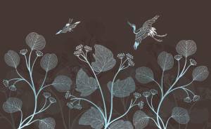 3D Фотообои Artegrafico «Журавлиная пара. Бирюзовый рассвет» PL-058 песок