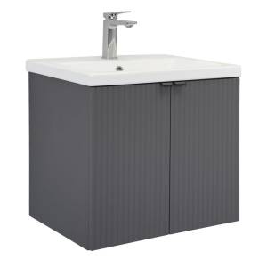 Тумба с раковиной Comforty Лима-60П 00-00019236 подвесная, антрацит