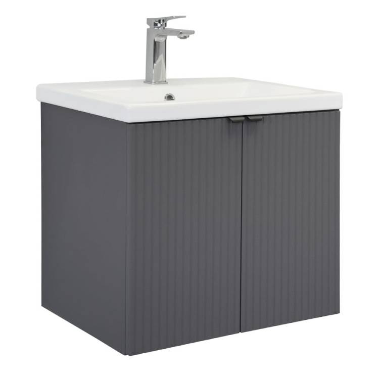 Тумба с раковиной Comforty Лима-60П 00-00019236 подвесная, антрацит