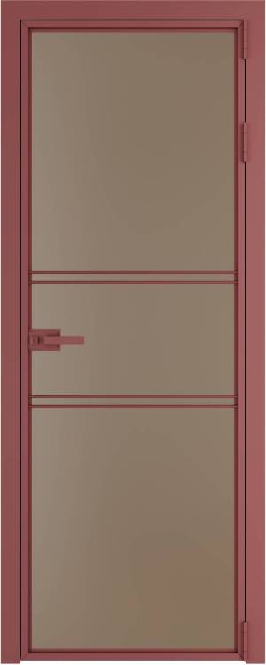 Межкомнатная дверь Profil Doors 2 AX цвет профиля Красный антрацит, стекло безопасное 6 мм монохром капучино 600x2000