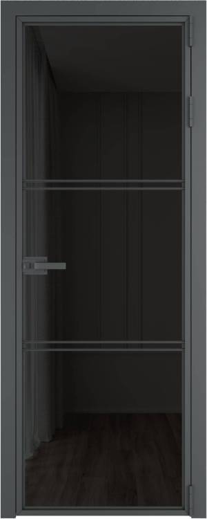 Межкомнатная дверь Profil Doors 3 AX цвет профиля Серая ночь, стекло безопасное 6 мм черное тонированное 800x2000