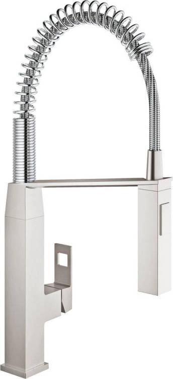 Смеситель для кухни Grohe Eurocube 31395DC0 суперсталь, с гибким изливом