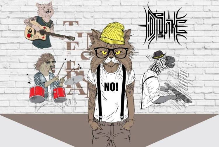 3D Фотообои Artegrafico «Звериная рок-группа» GRAF-037 песок