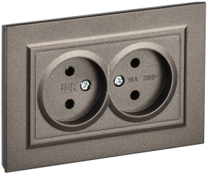 Розетка 2-местная IEK Brite BR-R20-10-K45-F темная бронза