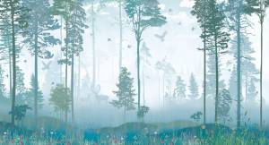 Бесшовные Eco обои Ortograf Flora 31264 Foggy forest blue Ворс ОЕ