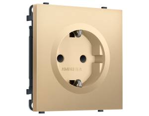 Комплект механизма электрической розетки с заземлением со шторками Ambrella Volt Sigma MS887010 золото мягкое касание