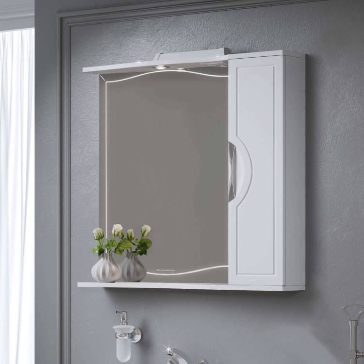 Зеркало-шкаф Alavann Monaco 80 ALV0268003 с подсветкой, белый, левый