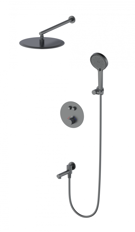 Душевой комплект Wonzon & Woghand WW-88929010-BGM с термостатом, темный графит