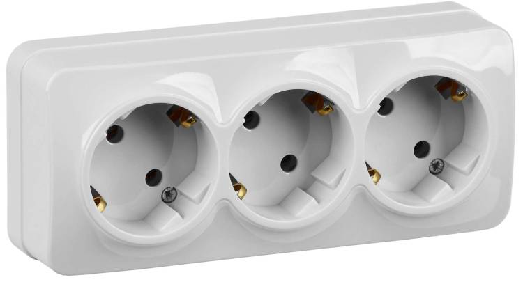 Розетка 3-местная с заземлением IEK Glory ERH31-K01-16 белый