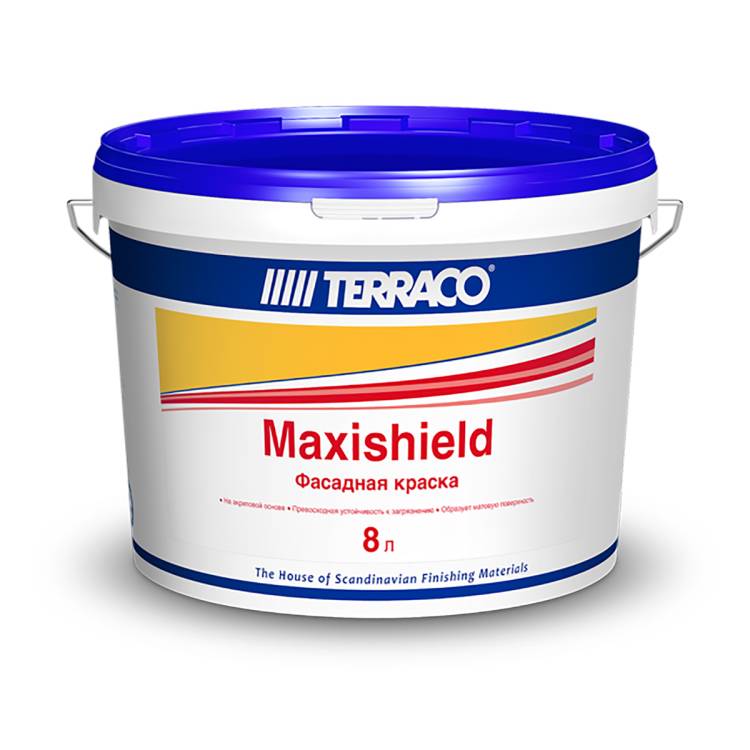 Акриловая краска для фасадных и внутренних работ Terraco Maxishield Medium матовая 8 л