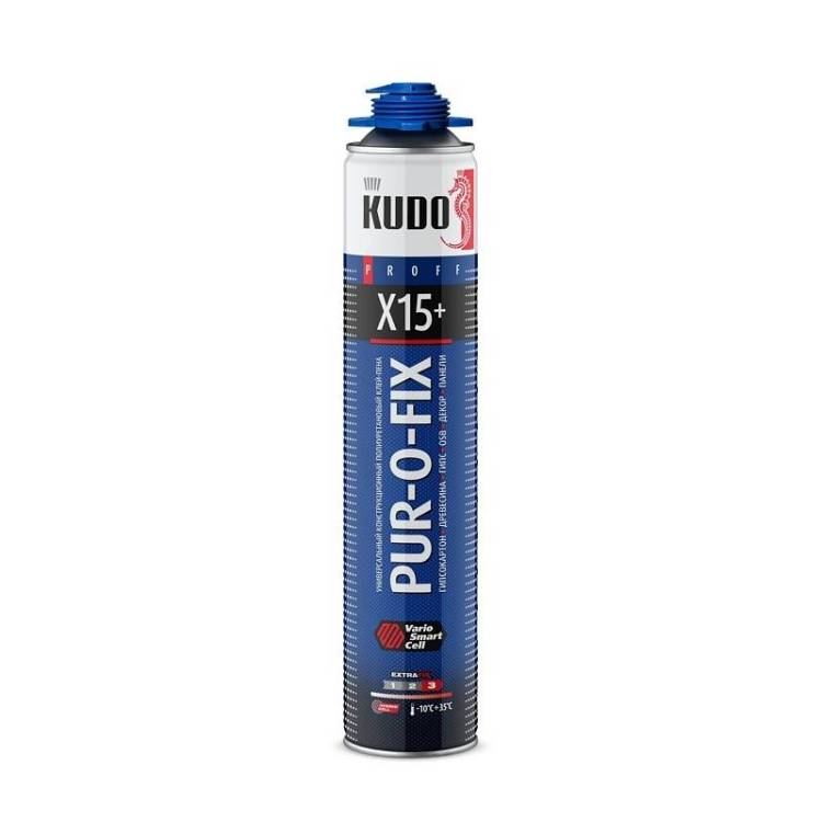 Клей-пена универсальный KUDO Pur-o-Fix X15+ профессиональная всесезонная 1 л