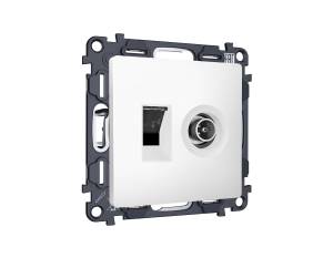 Комплект механизма компьютерной розетки+TV оконечной Ambrella Volt MA MA132510 белый матовый