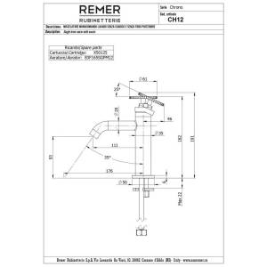 Смеситель для раковины Remer Chrono CH12XV сталь