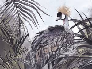 Бесшовные Eco обои Ortograf Animality 34697 Stork in the jungle Ворс ОЕ