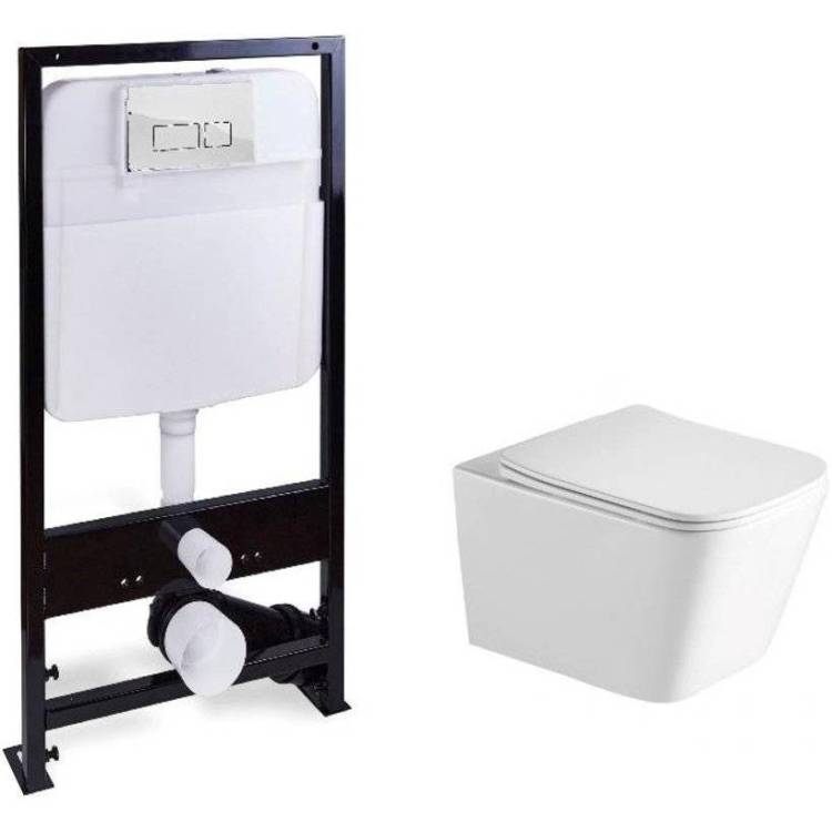 Унитаз с инсталляцией SantiLine SL-5007 + SL-01 с кнопкой