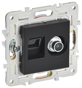 ТВ-розетка+Ethernet RJ45 IEK Skandy SK-AK20-1-K02 черный