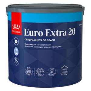 Краска для влажных помещений Tikkivala Euro Extra 20 база A 2.7 л