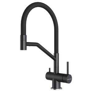 Смеситель для кухни Paulmark Rubert Ru213175-BLM с гибким изливом, черный
