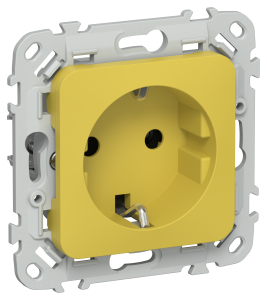 Розетка 1-местная с заземлением IEK Flite FI-R11-16-K44 желтый карри