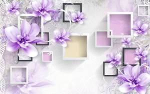 3D Фотообои Artegrafico «Обьемная цветочная композиция в сиреневых тонах» GM-171 акварель