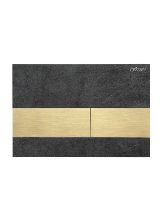 Кнопка смыва Cezares Lux LUX-PN-BORO черная керамическая плитка, клавиши брашированное золото