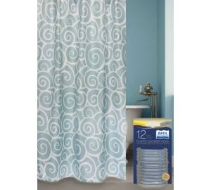 Штора для ванной Bath Plus Snail akch1366/0 с кольцами, 180x200, голубой