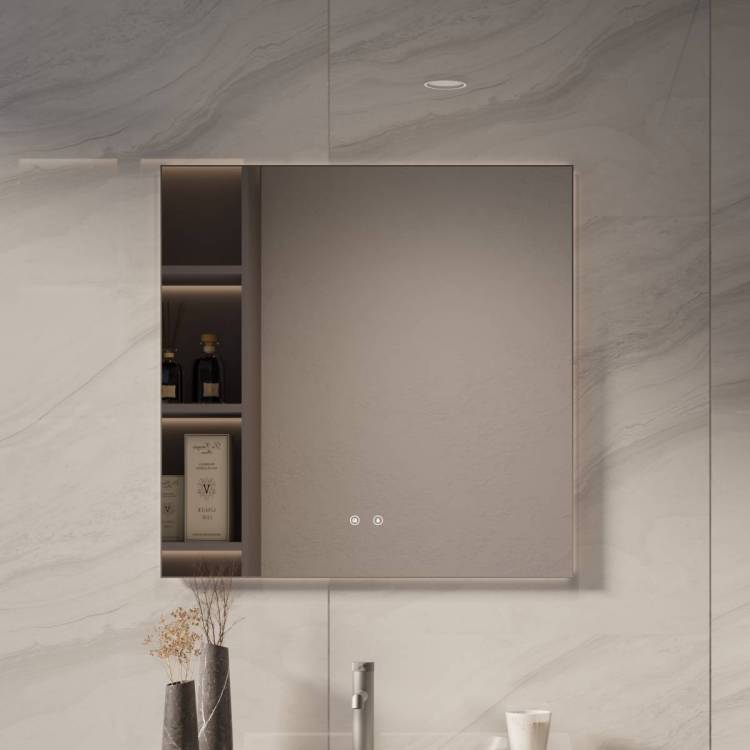 Зеркало Vincea VLM-4F800GM-2 с подсветкой и антизапотеванием, вороненая сталь, 80x80