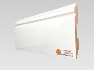 Плинтус МДФ TeckWood белый глянец Прайм фигурный 2150x120x16