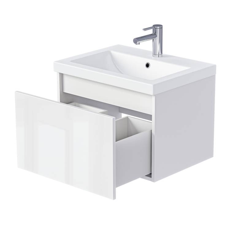 Тумба под раковину 1MarKa Aris Ц0000042285 белая аляска, белый глянец, 69x44.7x40