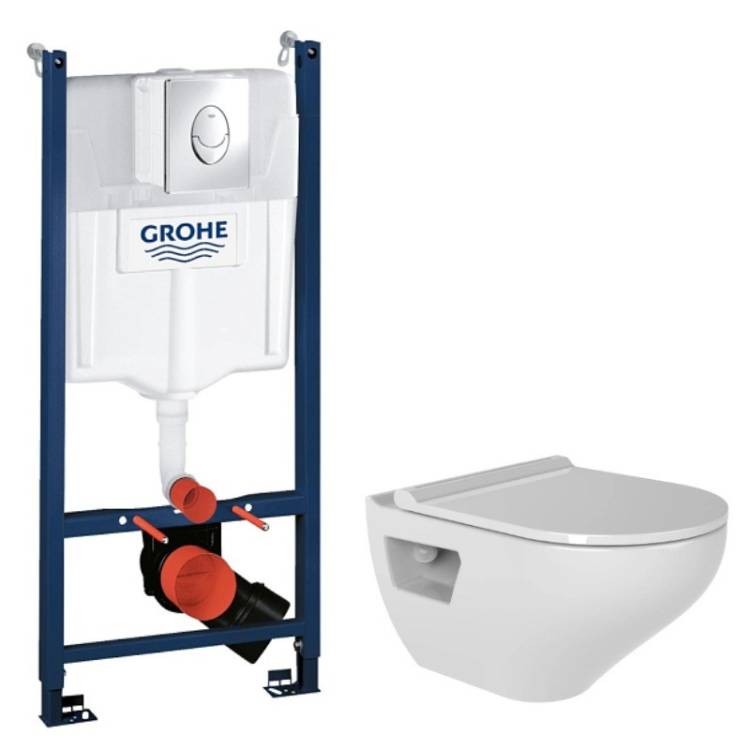 Комплект Grohe GR745IONVP0 Инсталляция для унитаза Grohe Rapid SL + Унитаз подвесной beWash Ion безободковый, с сиденьем микролифт, белый глянец