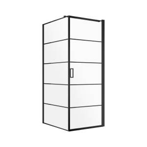 Душевой уголок AQUAme AQM5215-RH-9 900x900x1950 мм, стекло 6 мм, цвет профиля матовый черный, горизонтальные линии