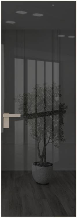 Межкомнатная дверь Profil Doors 1 AGK цвет профиля Никель матовый, стекло безопасное 4 мм зеркало серое 600x2000