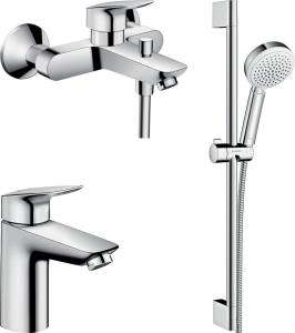 Душевой комплект Hansgrohe Logis 71101000 + Logis 71400000 + душевой гарнитур Crometta 100 Vario 26651400