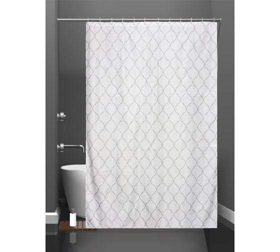 Штора для ванной Bath Plus Taberg akch-21304 с кольцами, 180x180, белый туман