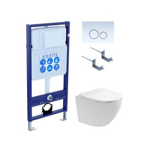 Комплект SET AQUATEK ЕВРОПА T KDI15 кнопка белая, унитаз безободковый, сиденье микролифт