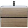 Тумба с раковиной Uperwood Barsa 293020547 подвесная, черная, дуб сонома, 70 см
