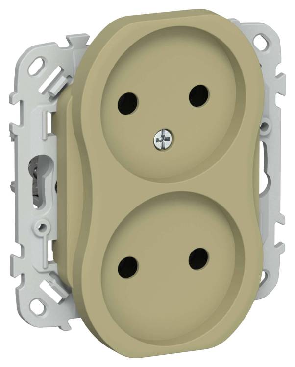 Розетка 2-местная IEK Flite FI-R20-10-1-K26 оливковый