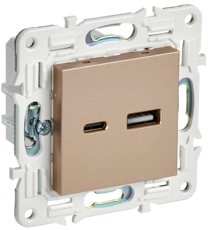 Розетка USB type A+C IEK Skandy SK-U22-D31-K98 песочный